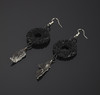 Earrings with meteorites on black matte elements