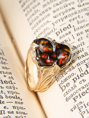 Fire Agate gold ring 