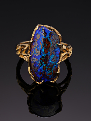 Boulder opal gold Vrubel ring