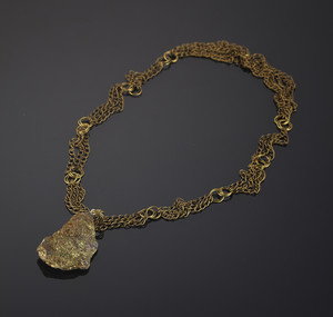 Pendant from chalcopyrite on bronze chains
