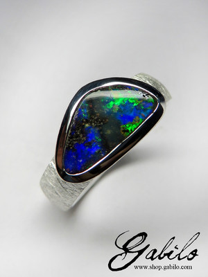 Boulder opal silver ring