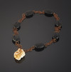 Necklace with vanadinite and volcanic lava