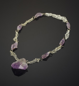 Amethyst Crystals Beaded Necklace