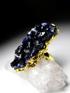 Azurite Crystals Gold Ring