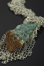 Pendant with fuchsite schist on silver chains
