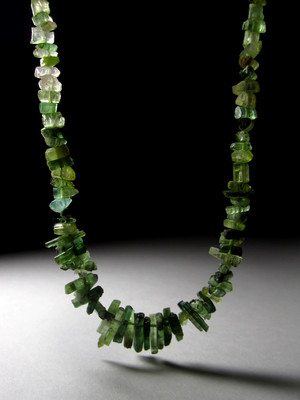 Beads from the green tourmaline