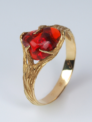 Mexican Fire Opal gold ring