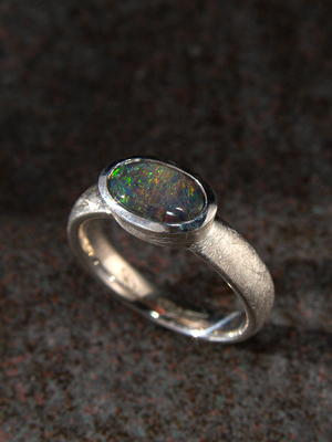 Australian black Opal ring 