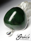 Silver pendant with dark green nephrite