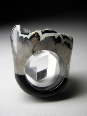 Quartz ring of rock crystal