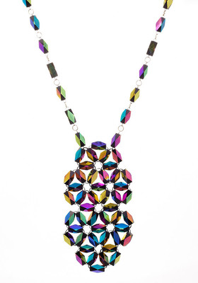Necklace rhombus from glass beads Oil