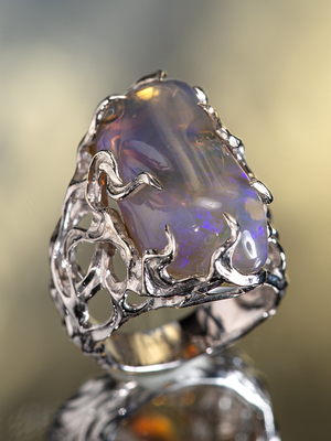 Neon - Australian opal silver ring