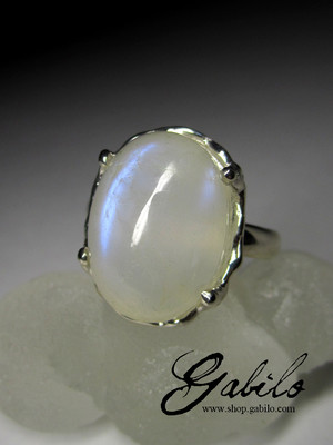 Men's adularia moonstone ring with gem report MSU