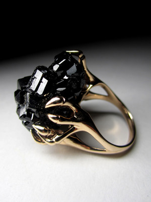 Melanite Black Garnet Gold Ring