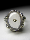 Ring made of rock crystal with pyrite crystal