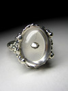 Ring made of rock crystal with pyrite crystal