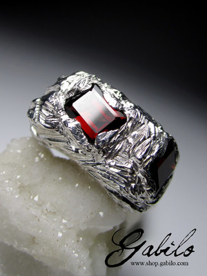 Almandine Garnet Silver Ring