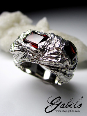Almandine Garnet Silver Ring
