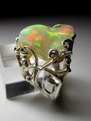 Certified Silver Ring with Opal Crystal