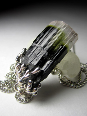 Certified polychrome tourmaline in silver