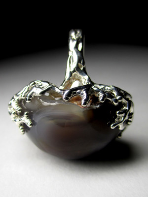 Silver ring with fire agate