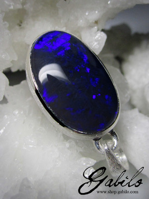 Black Opal Silver Pendant