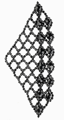 Epaulette made of black glass beads and rhinestone rounder