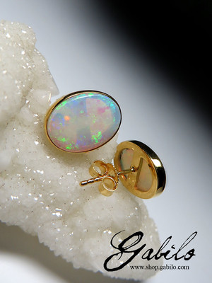 Australian opal gold earrings