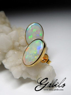 Australian opal gold earrings