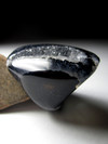 Ring of whole quartz morion and rock crystal with geode