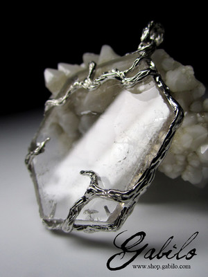 Rock Crystal Slice Silver Pendant