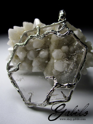 Rock Crystal Slice Silver Pendant