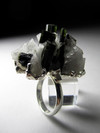 Ring with tourmaline on quartz with albite