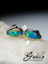 Doublet opal gold earrings