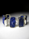 Bracelet from raw lapis lazuli in silver
