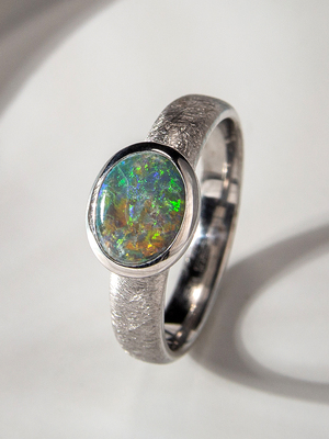 Dark Opal silver ring