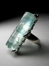 Aquamarine crystal silver ring with jewellery report