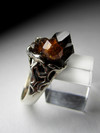 Ring with morion and garnet with spessartine