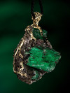 Emerald crystals gold pendant