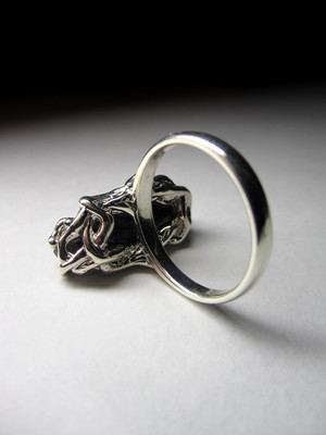 Ring with a morion silver