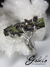 Green Tourmaline Crystal Silver Ring 