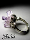 Ring with a cluster of amethyst crystals