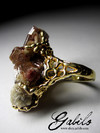 Big Tourmaline Crystals Gold Plated Silver Ring