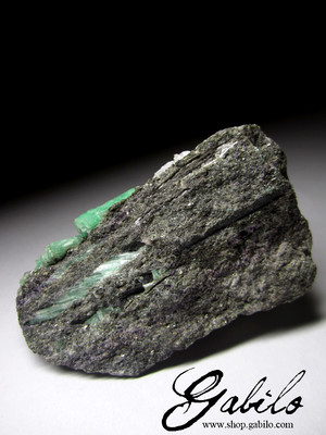 Crystals of the emerald on the rock
