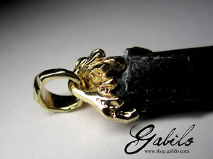 Golden pendant with black tourmaline