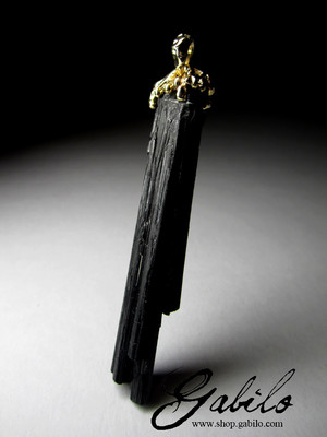 Golden pendant with black tourmaline