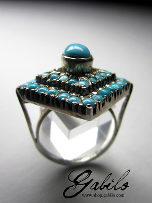 Ring with turquoise square