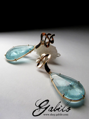 Aquamarines gold earrings