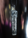 Black tourmaline crystal silver pendant