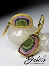 Gold plated silver earrings with tourmaline 